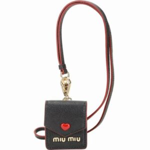 miu miu MADRAS LOVE 愛心羊皮Airpods耳機盒/保護套(黑色/頸帶可拆)airpods收購